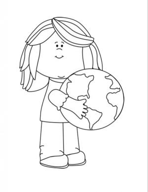 Dünya boyama sayfası,  coloring page, Dünya tutan Kız, 