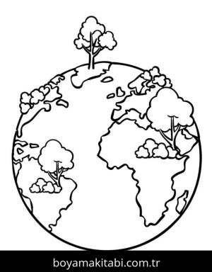 Dünya boyama sayfası – keyifli zaman, renkli çizimler