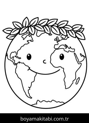 Dünya boyama sayfası – sanatsal çalışma, çocuklar için