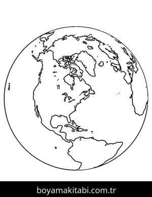 Dünya boyama sayfası – evde etkinlik, ücretsiz yazdır