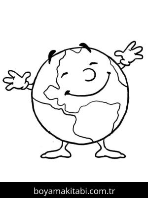 Dünya boyama sayfası – eğlenceli etkinlik, el becerilerini geliştirir