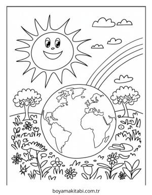 Dünya boyama sayfası – boyama çalışması, yaratıcılığı geliştirir