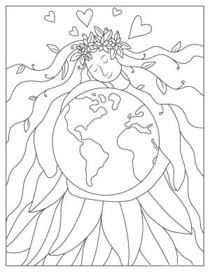 Dünya boyama sayfası,  coloring page, Dünya ile Kız, 