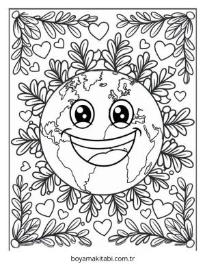 Dünya boyama sayfası – boyama çalışması, yaratıcılığı geliştirir