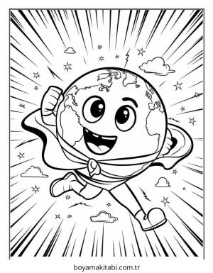 Dünya boyama sayfası – yaratıcılık, eğlenceli etkinlik