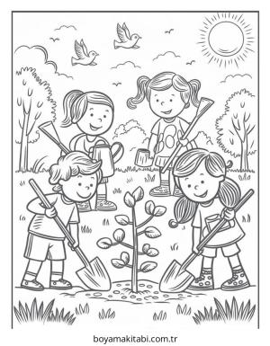 Dünya boyama sayfası – çocuklar için, çizgi film temalı