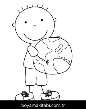 Dünya boyama sayfası – çocuk aktivitesi, PDF indir