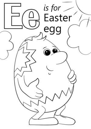 E Harfi boyama sayfası,  coloring page, Paskalya Yumurtası Harfi E, 