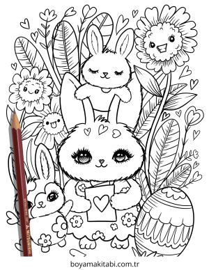 Easter boyama sayfası – basit çizim, kolay boyama