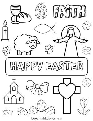 Easter boyama sayfası – renkli çizimler, okul öncesi
