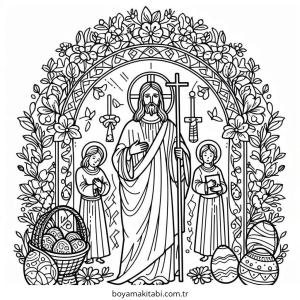 Easter boyama sayfası – kolay boyama, eğitici aktivite