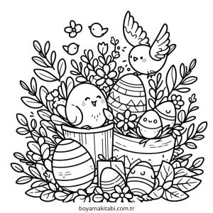 Easter boyama sayfası – el becerilerini geliştirir, boyama çalışması