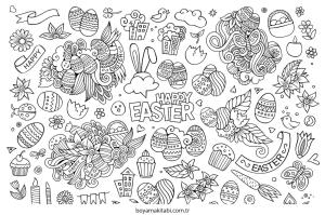 Easter boyama sayfası – eğlenceli etkinlik, el becerilerini geliştirir