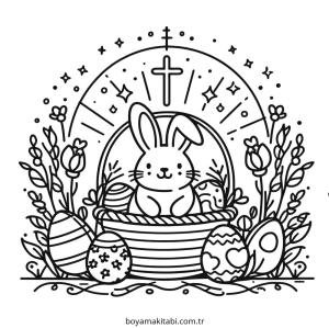 Easter boyama sayfası – PDF indir, sevimli karakter