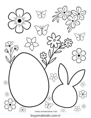 Easter boyama sayfası – basit çizim, kolay boyama