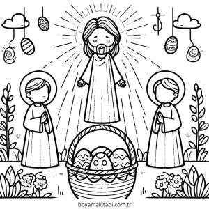Easter boyama sayfası – çocuk aktivitesi, PDF indir