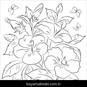 Ebegümeci boyama sayfası – basit çizim, kolay boyama