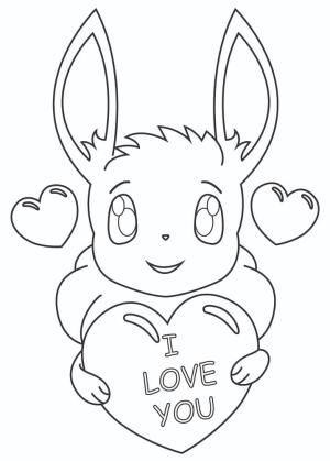 Eevee boyama sayfası,  coloring page, Eevee kalpli, 