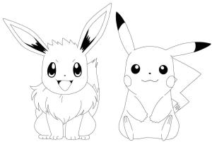 Eevee boyama sayfası,  coloring page, Eevee ve Pikachu, 