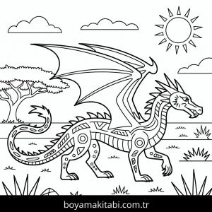 Ejderha boyama sayfası – eğlenceli etkinlik, el becerilerini geliştirir
