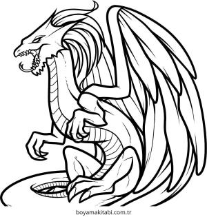 Ejderha boyama sayfası – sevimli karakter, sanatsal çalışma