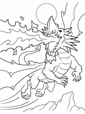 Ejderha boyama sayfası, Dragon coloring page, Ejderha Saldırısı, 