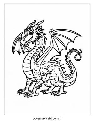 Ejderha boyama sayfası – basit çizim, kolay boyama