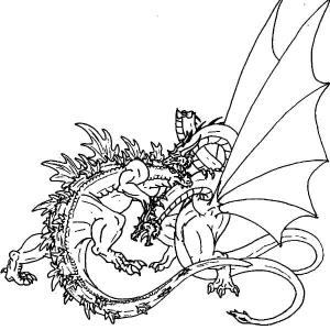 Ejderha boyama sayfası, Dragon coloring page, Godzilla vs Dragon, 