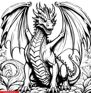 Ejderha boyama sayfası, Dragon coloring page, , 