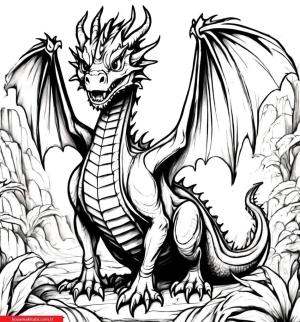 Ejderha boyama sayfası, Dragon coloring page, , 