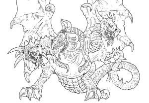 Ejderha boyama sayfası, Dragon coloring page, Ejderha Üç Başlı, 