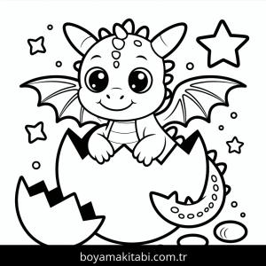 Ejderha boyama sayfası – basit çizim, kolay boyama