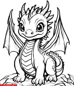 Ejderha boyama sayfası, Dragon coloring page, , 