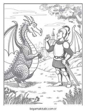 Ejderha boyama sayfası – çizgi film temalı, basit çizim