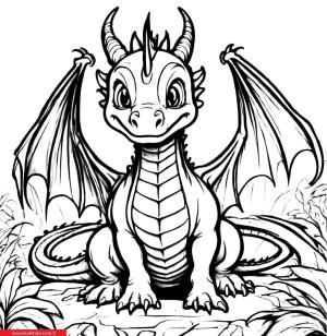 Ejderha boyama sayfası, Dragon coloring page, , 