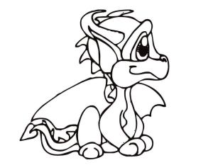 Ejderha boyama sayfası, Dragon coloring page, Bebek Ejderha Oturuyor, 