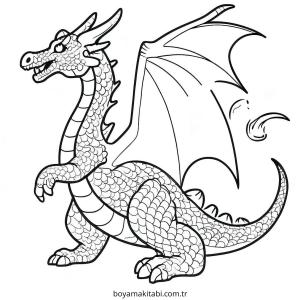 Ejderha boyama sayfası – basit çizim, kolay boyama