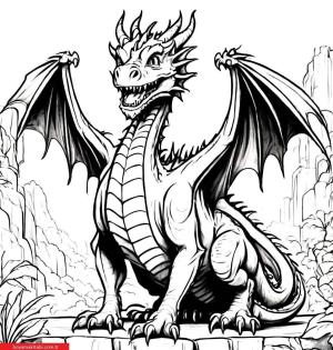 Ejderha boyama sayfası, Dragon coloring page, , 