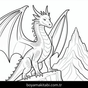 Ejderha boyama sayfası – kolay boyama, eğitici aktivite
