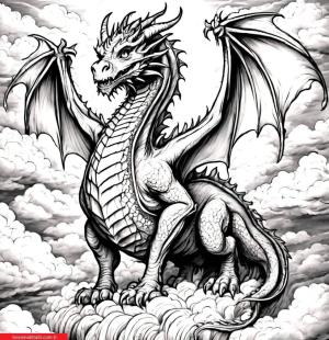 Ejderha boyama sayfası, Dragon coloring page, , 