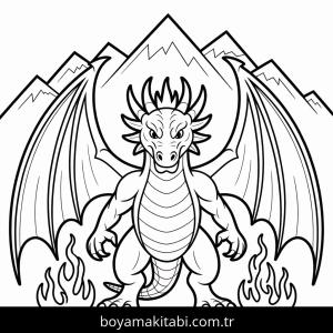 Ejderha boyama sayfası – kolay boyama, eğitici aktivite