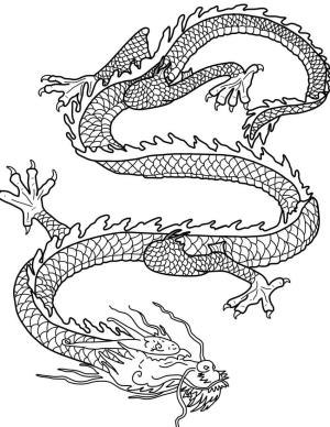 Ejderha boyama sayfası, Dragon coloring page, Havalı Çin Ejderhası Uçan, 