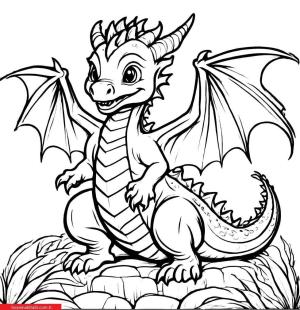 Ejderha boyama sayfası, Dragon coloring page, , 