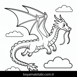 Ejderha boyama sayfası – sevimli karakter, sanatsal çalışma