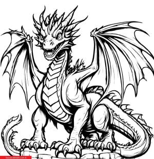 Ejderha boyama sayfası, Dragon coloring page, , 