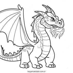Ejderha boyama sayfası – basit çizim, kolay boyama