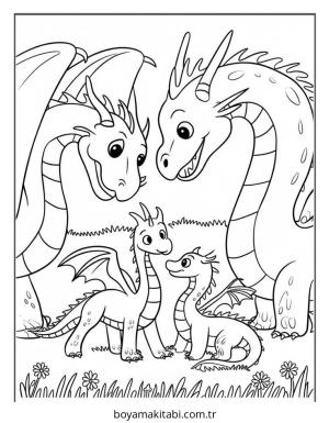 Ejderha boyama sayfası – çocuk aktivitesi, PDF indir