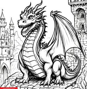 Ejderha boyama sayfası, Dragon coloring page, , 