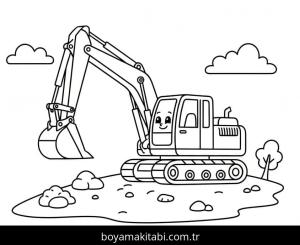 Ekskavatör boyama sayfası – evde etkinlik, ücretsiz yazdır