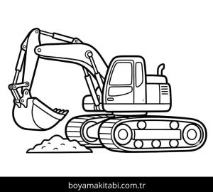 Ekskavatör boyama sayfası – çizgi film temalı, basit çizim